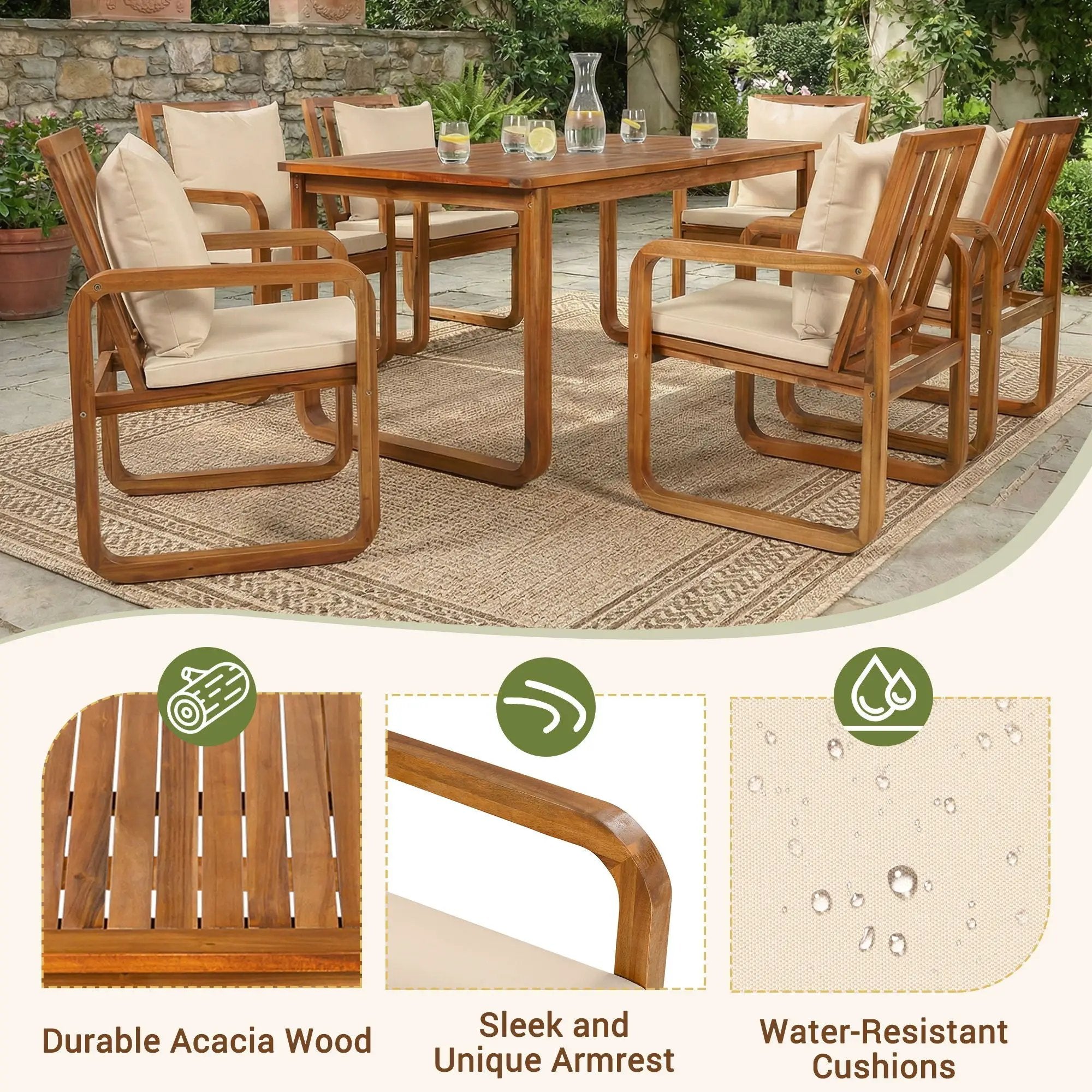 7 Piece Outdoor Patio Dining Set With Removable Cushions by HouseOfZazla