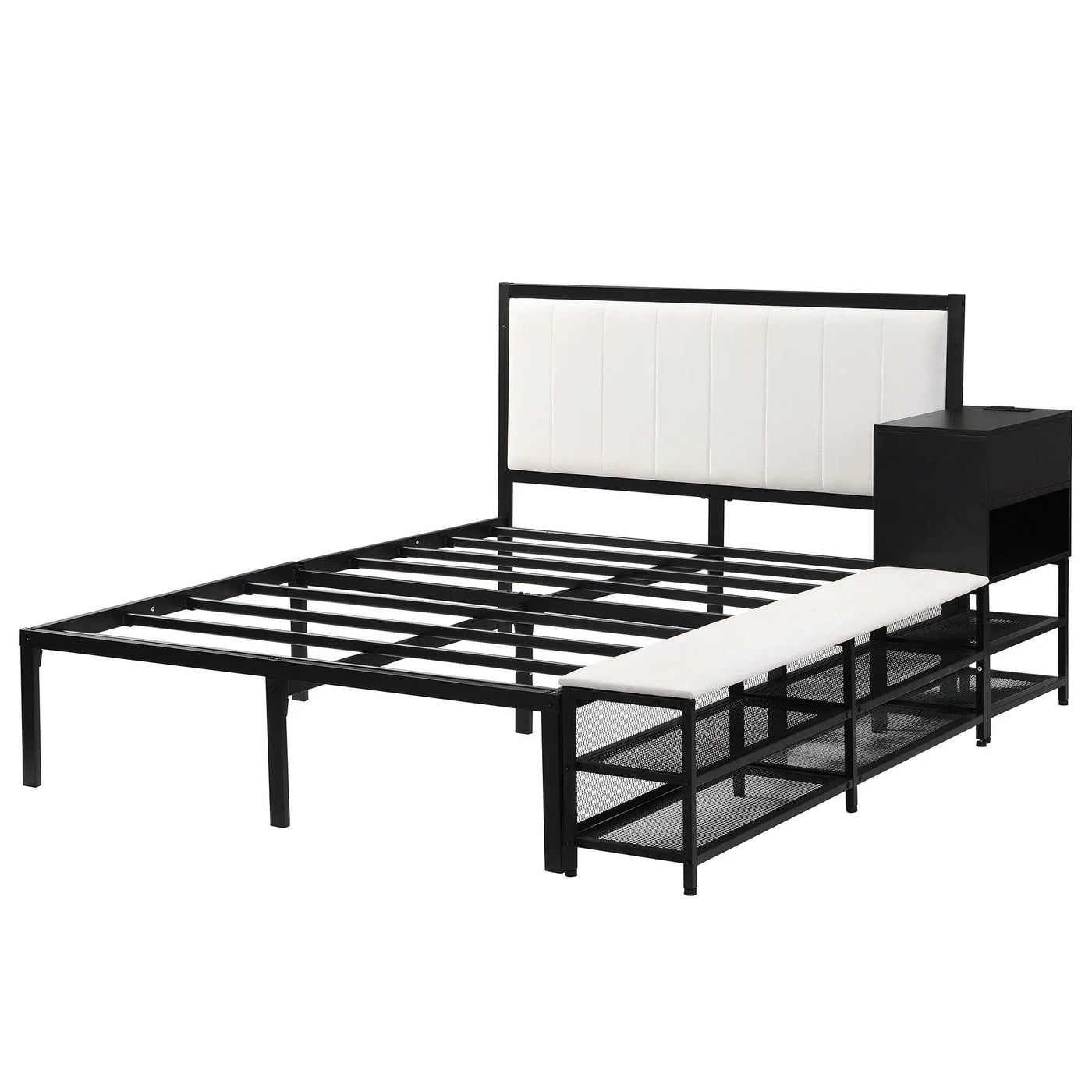 Platform Bed With 2 Tier Storage Shelves, Storage Cabinet by HouseOfZazla