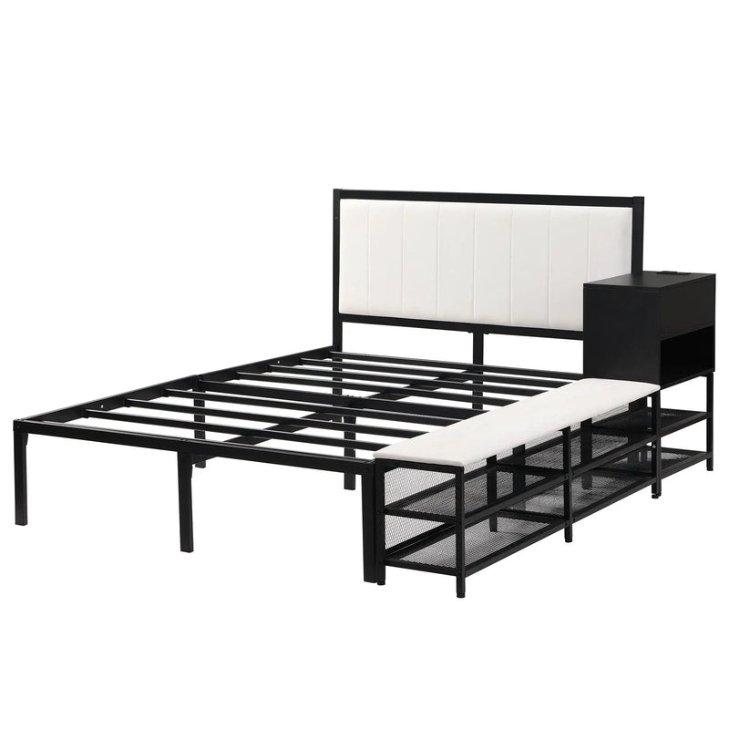 Platform Bed With 2 Tier Storage Shelves, Storage Cabinet by HouseOfZazla