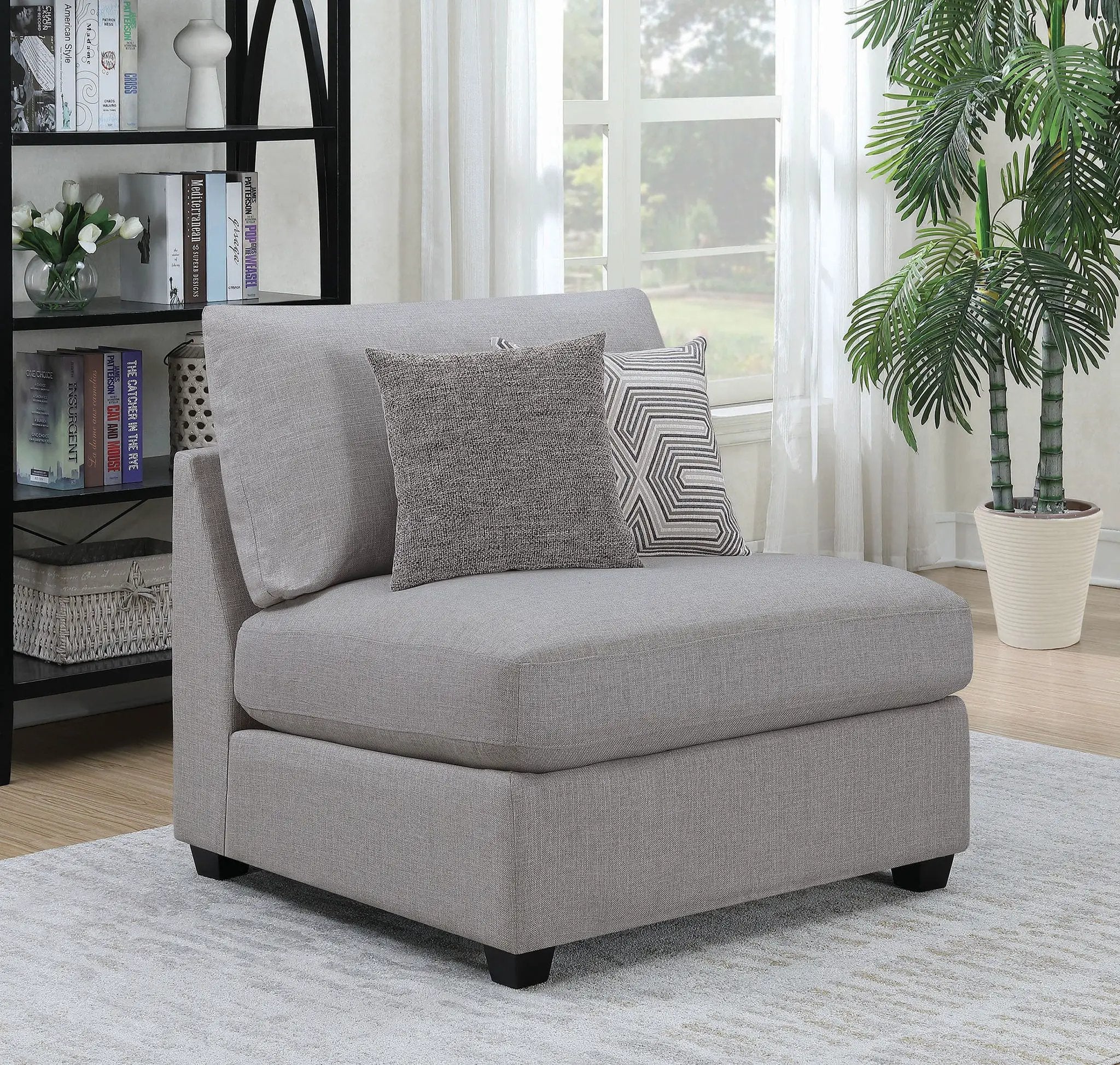 Cambria Upholstered Armless Chair Grey by Unique Piece Furniture