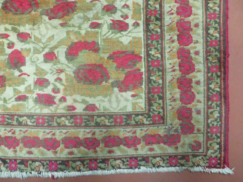 5' X 6' Antique Handmade India Floral Oriental Wool Rug Roses Flowers Traditional Contemporary Design by Jewel Rugs