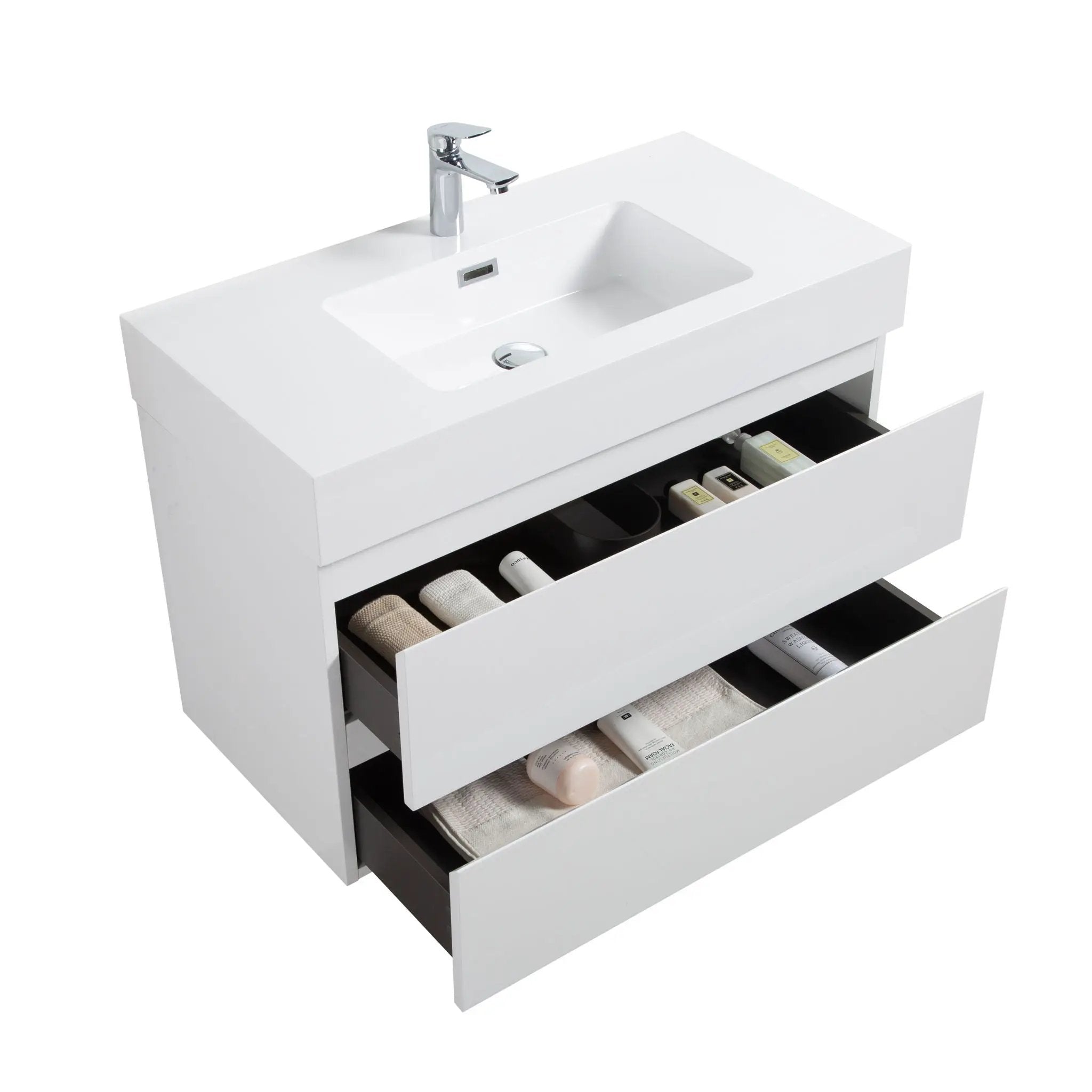 Alice - Bathroom Vanity With Large Storage, Sink, Wall Mounted by Unique Piece Furniture