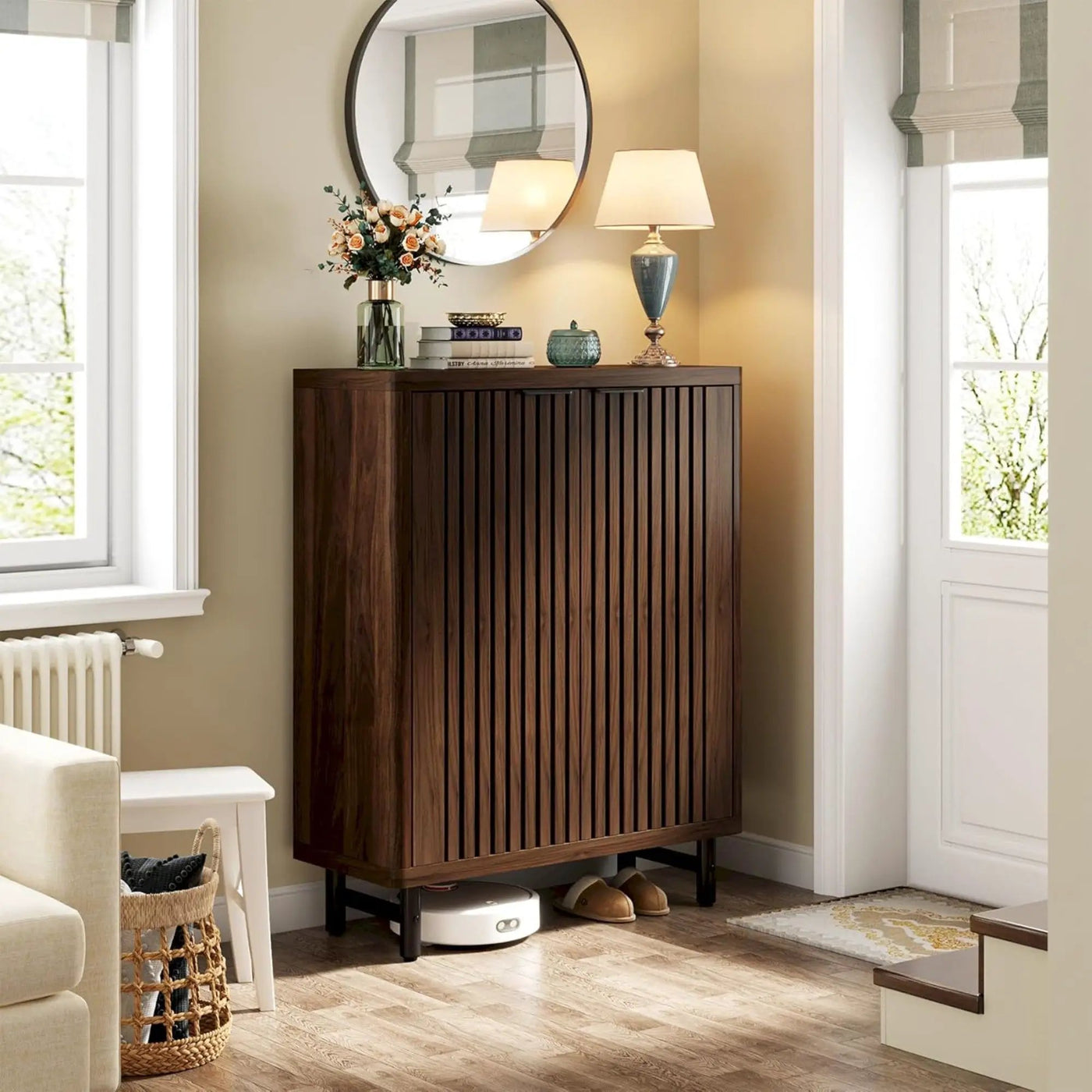 6 Tier Shoe Cabinet With Louvered Doors by HouseOfZazla