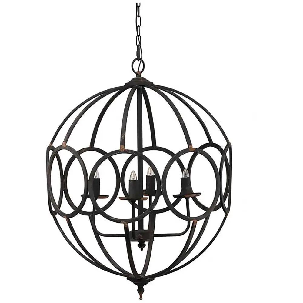 4 Light Metal Chandelier, Hanging Light Fixture With Adjustable Chain For Kitchen, Bulb Not Included - Black by HouseOfZazla