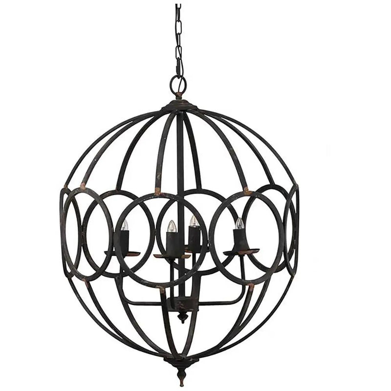 4 Light Metal Chandelier, Hanging Light Fixture With Adjustable Chain For Kitchen, Bulb Not Included - Black by HouseOfZazla