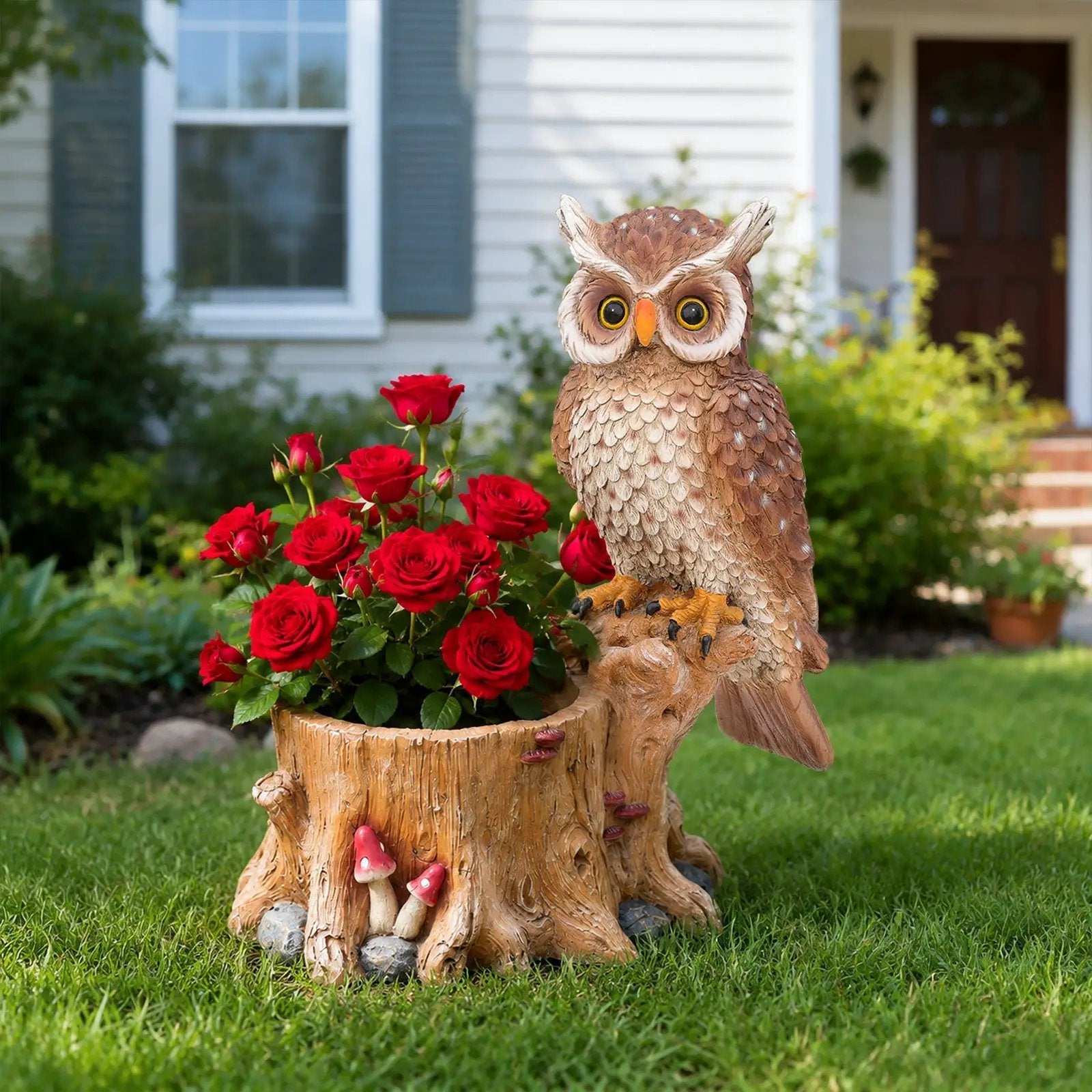 Decorative Owl Garden Planter Pot on Branch by HouseOfZazla