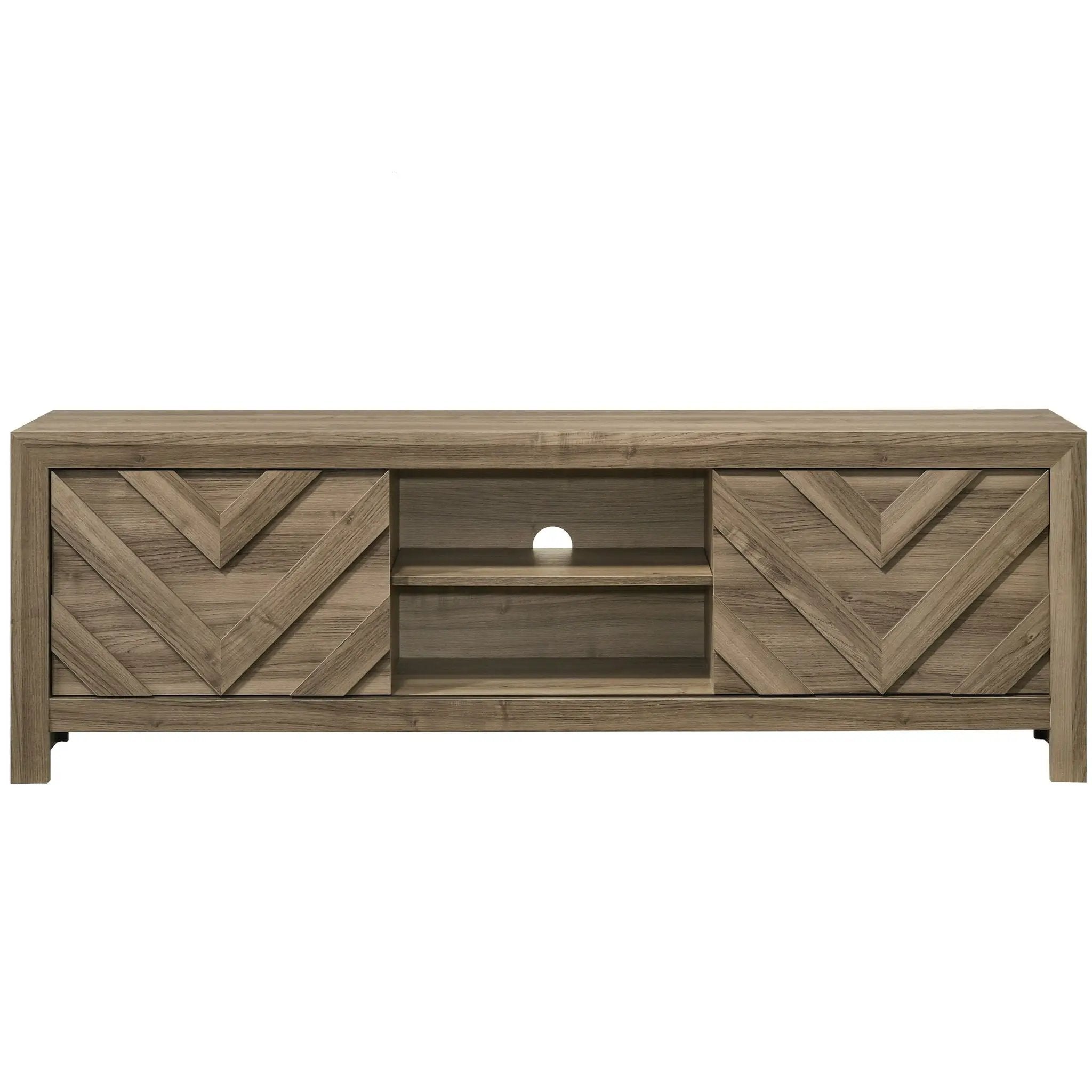 Chevron Patterned Living Room TV Stand - Light Brown by HouseOfZazla