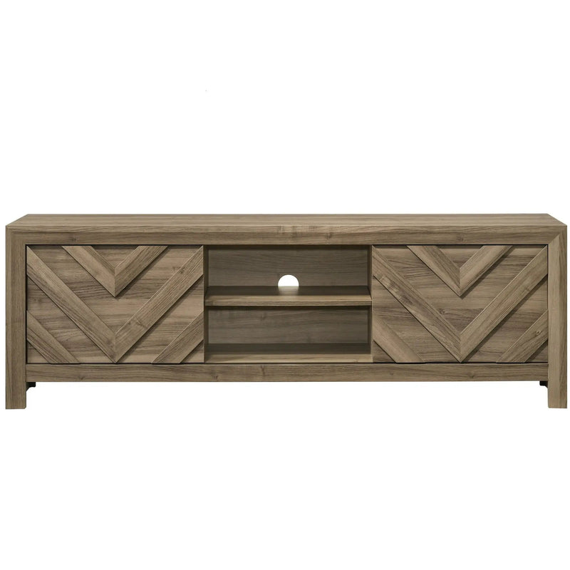 Chevron Patterned Living Room TV Stand - Light Brown by HouseOfZazla