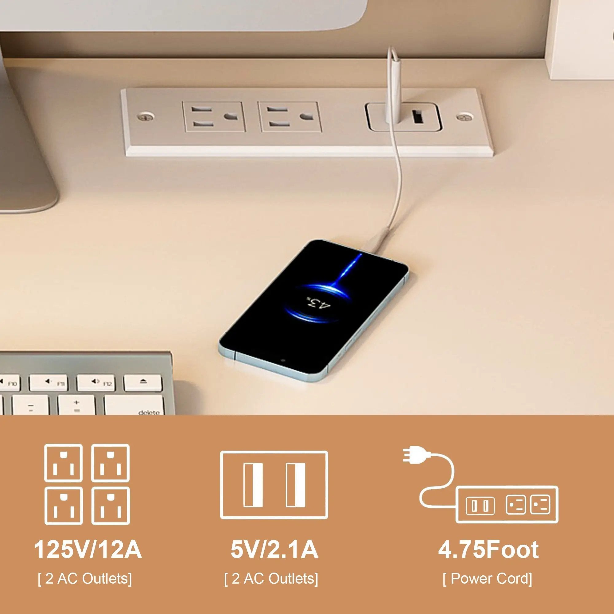 White Computer Desk with 4-in-1 Socket and Storage Options by HouseOfZazla
