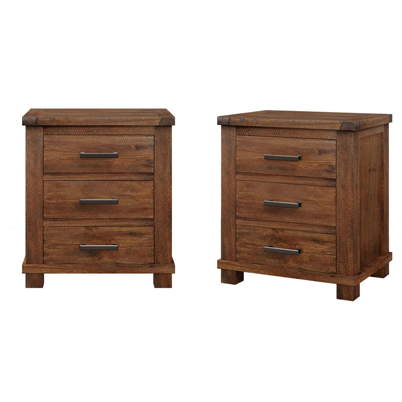 Rustic Three Drawer Reclaimed Solid Wood Farmhouse Nightstand Set of Two by HouseOfZazla