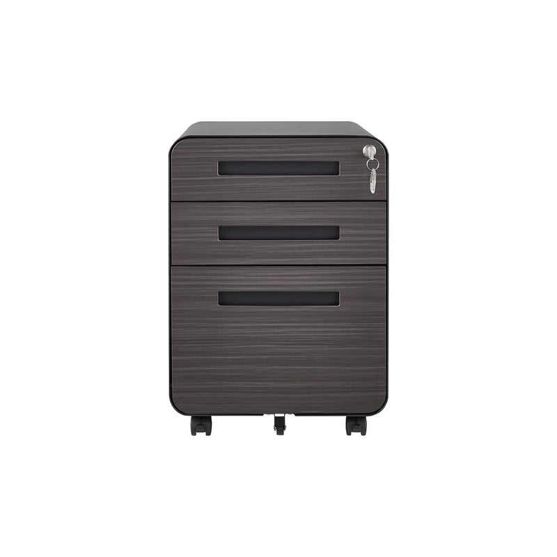 3 Drawer Mobile File Cabinet Under Desk Office, Simple Style Versatile Storage Cabinet For Legal / Letter / A4 Files, 5 Wheel Design Anti-Tilting Cold Rolled Steel Waterproof Moisture-Proof by Unique Piece Furniture