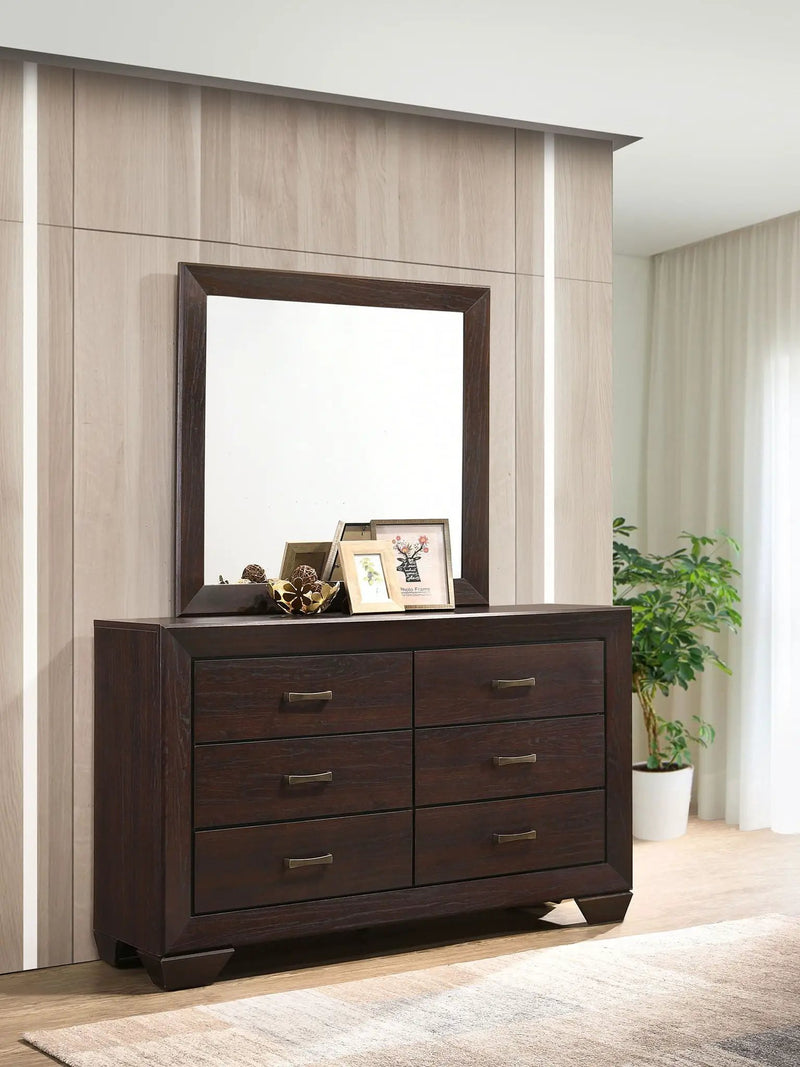 Kauffman 6-drawer Dresser with Mirror Dark Cocoa by Unique Piece Furniture