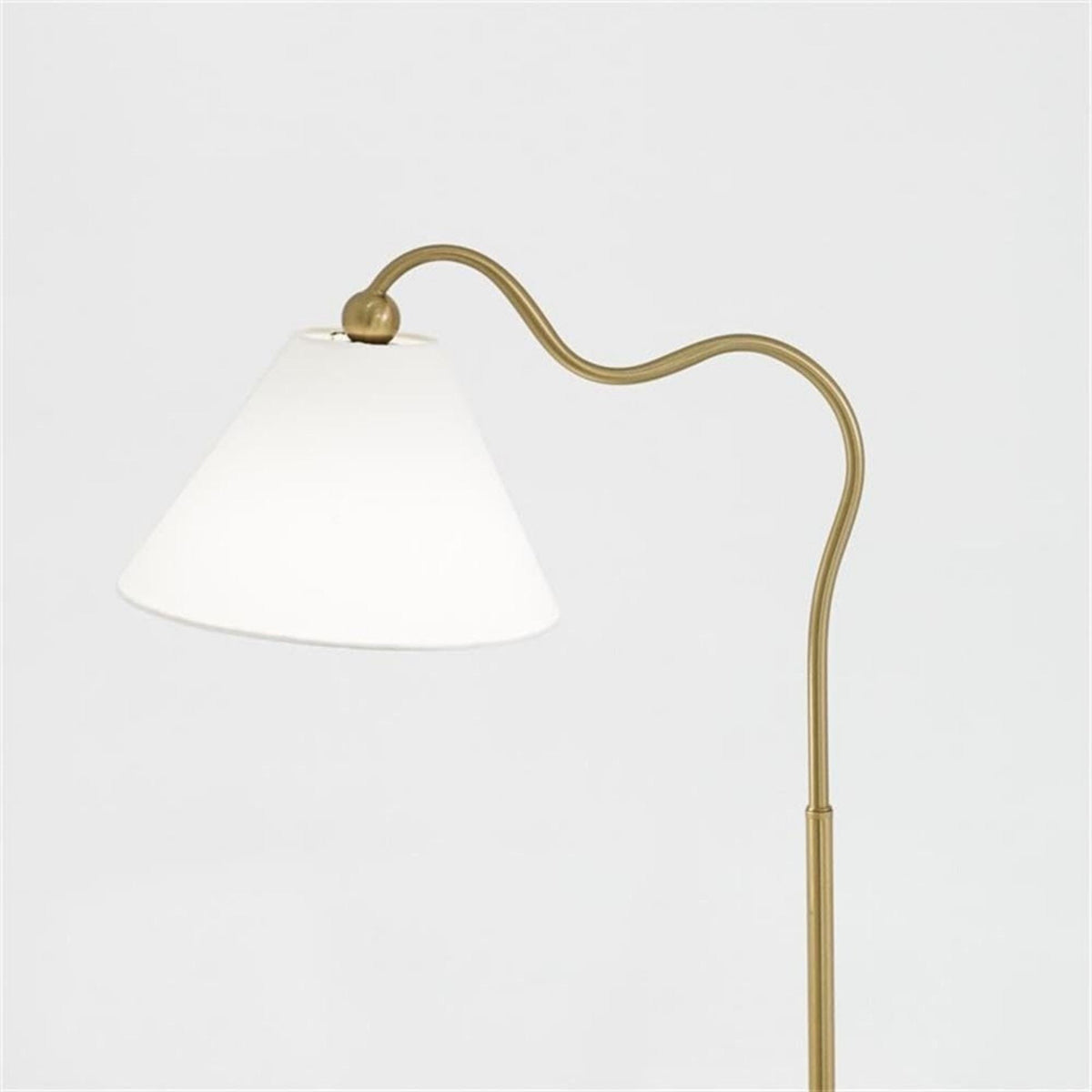 Ornate Ring Base Curved Table Lamp with Triangle Drum Shade - Gold / White, photo 6 of 8