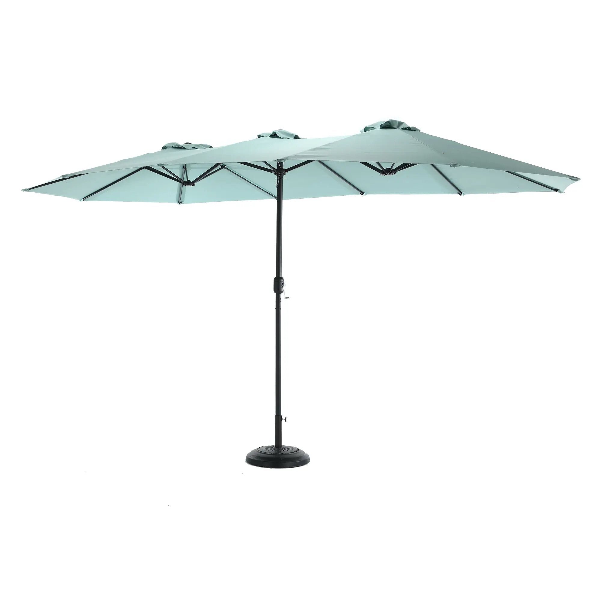 14.8 Ft Double Sided Outdoor Umbrella Rectangular Large with Crank (Light Green) (No Base) by HouseOfZazla