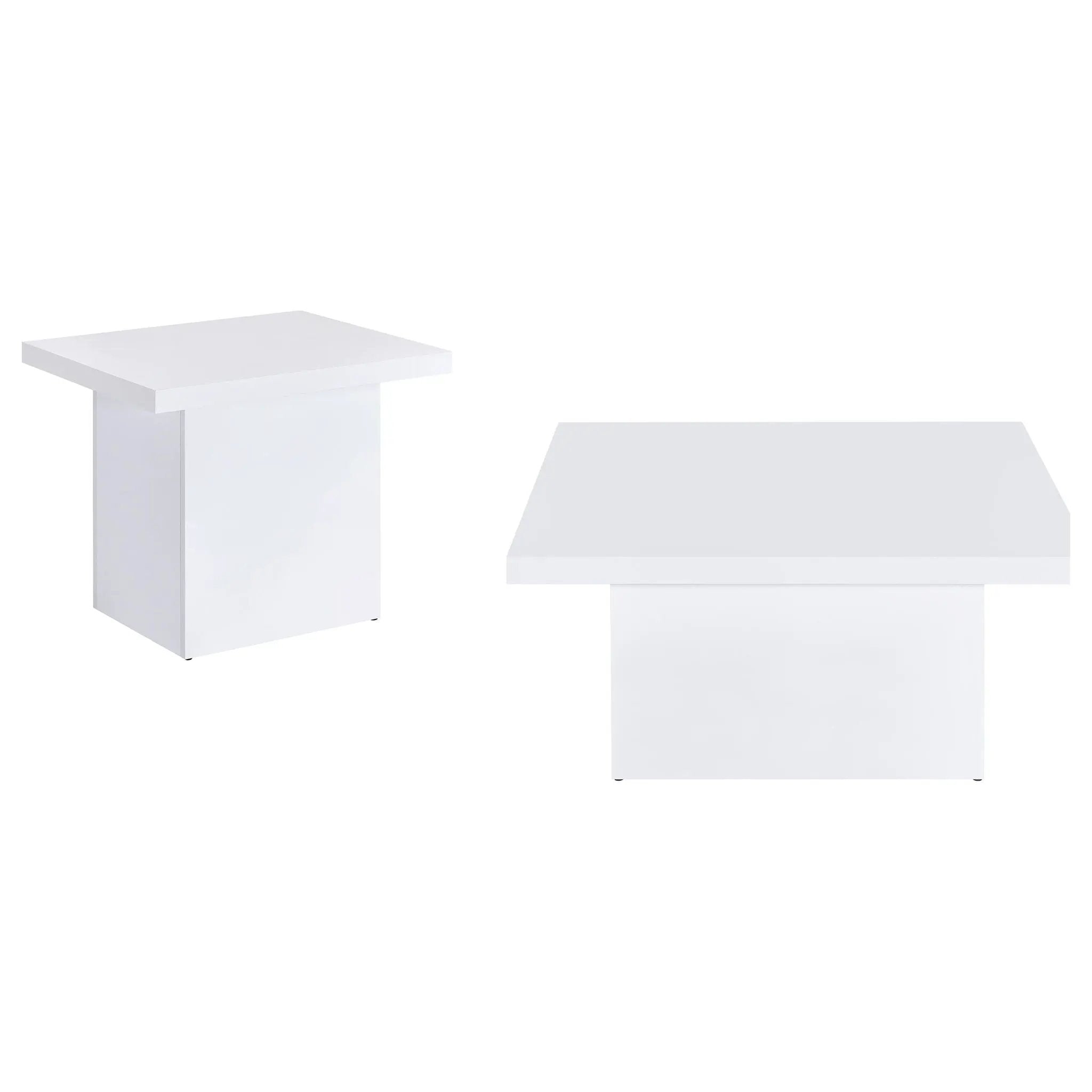 Devar 2-piece Square Coffee End Table Set White High Gloss by Unique Piece Furniture