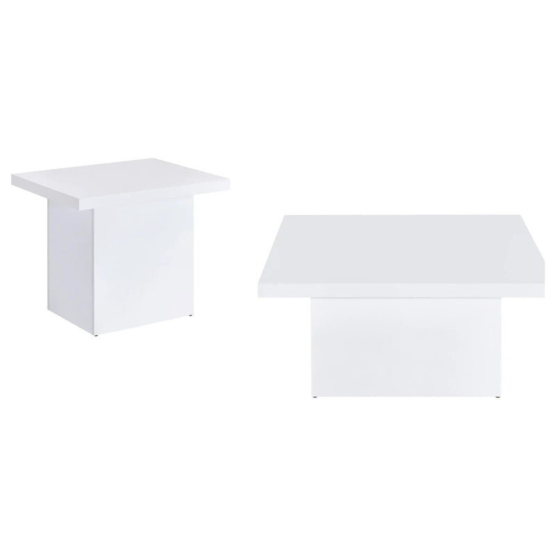Devar 2-piece Square Coffee End Table Set White High Gloss by Unique Piece Furniture