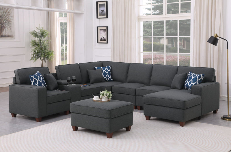 Tina - 8 Piece Upholstered Sectional With Ottoman by HouseOfZazla