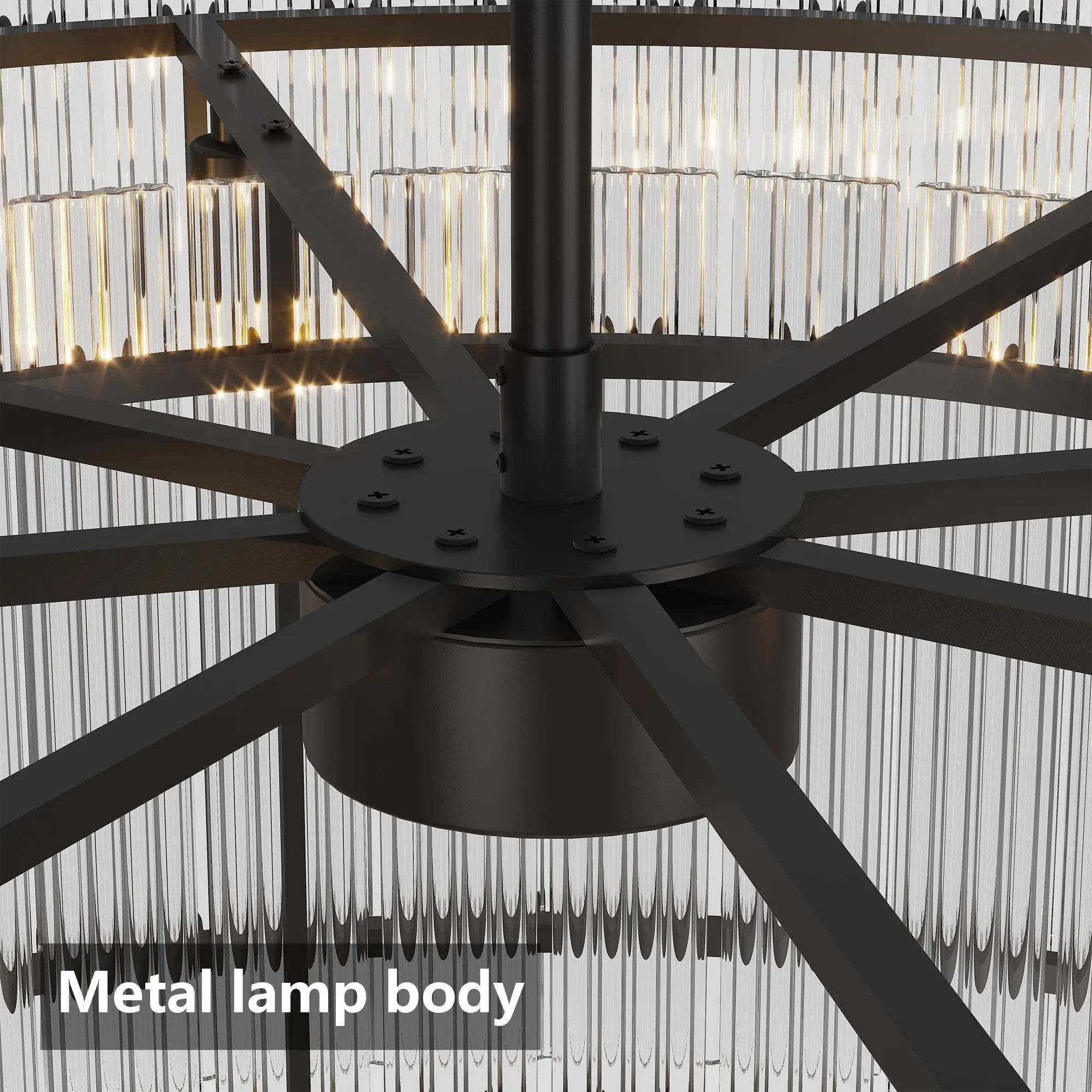 37-Inch Modern Black Round 8-Light Crystal Chandelier by HouseOfZazla
