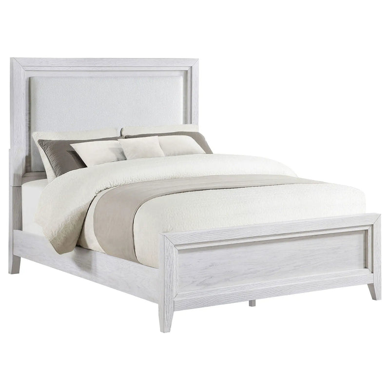 Marielle California King Panel Upholstered Bed Distressed White by Unique Piece Furniture