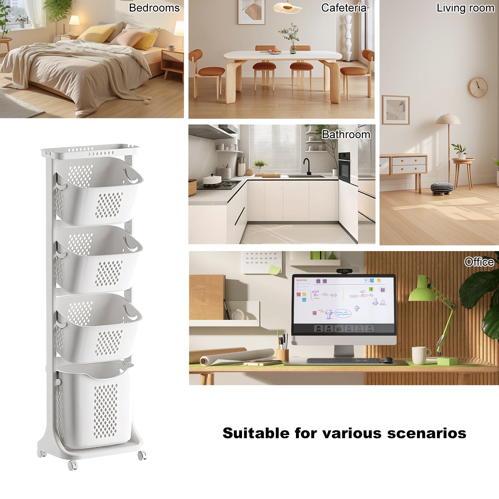 4-Tier Laundry Hamper Sorter with Wheels and Removable Baskets by HouseOfZazla