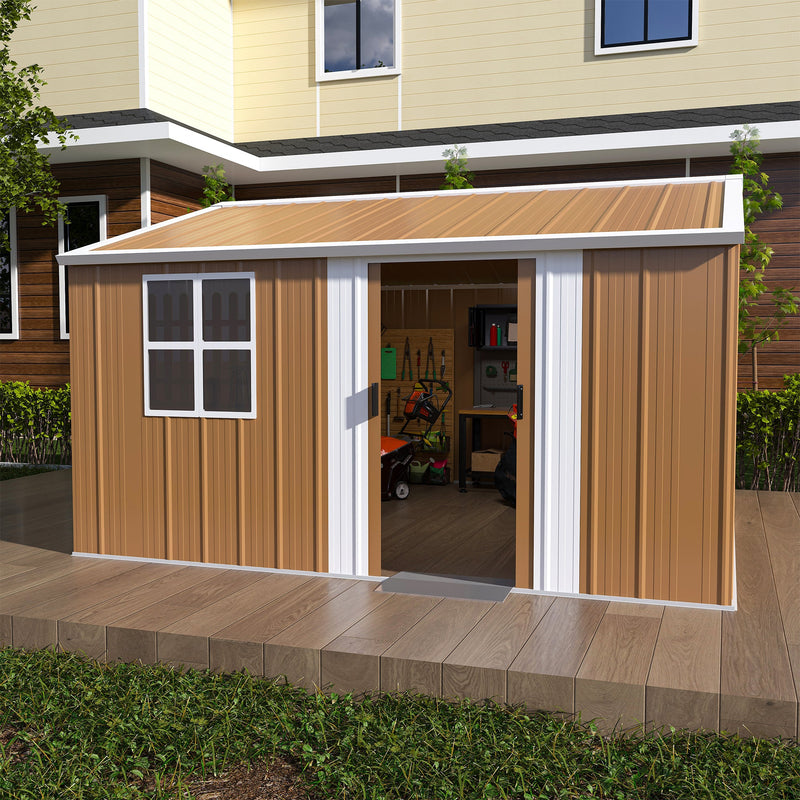 12x10 FT Heavy-Duty Metal Storage Shed with Lockable Door & Ventilation by HouseOfZazla
