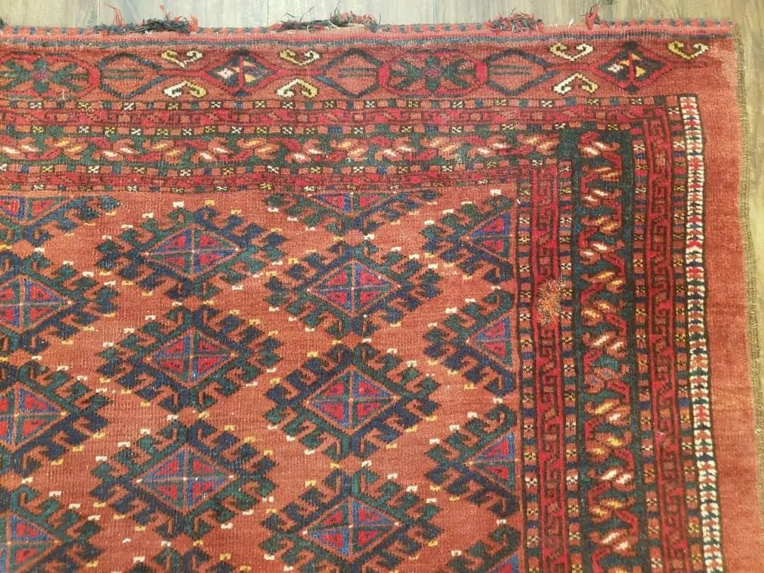 Antique Turkoman Rug 3'4" x 5', Collecticble Yamud Oriental Rug, Seat Pillow Cushion Cover, Tribal Mat, Wool Red Hand-Knotted Mafresh Carpet by Jewel Rugs