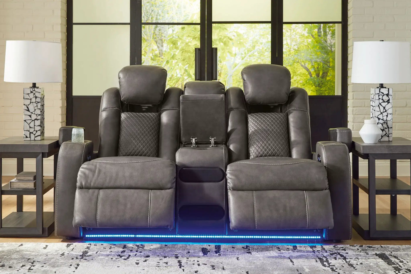 Fyne-dyme - Power Reclining Loveseat With Console/Adj Hdrst by Unique Piece Furniture