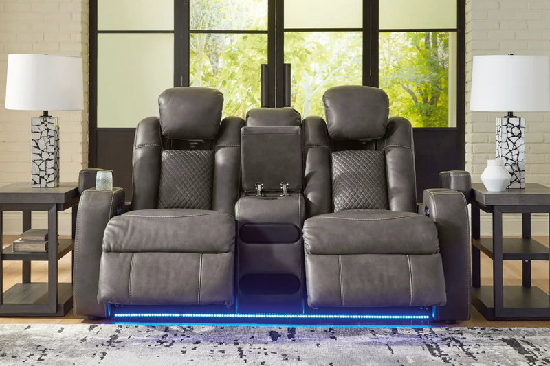 Fyne-dyme - Power Reclining Loveseat With Console/Adj Hdrst by Unique Piece Furniture