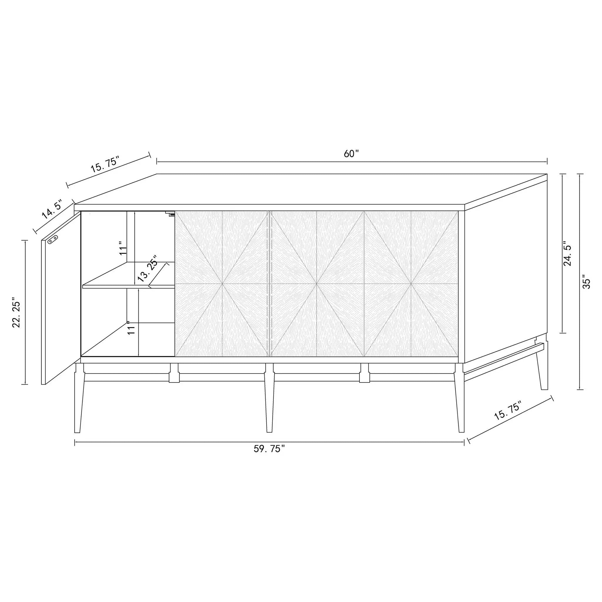 Capri - 4 Door Accent Cabinet - Brown / Gold by HouseOfZazla