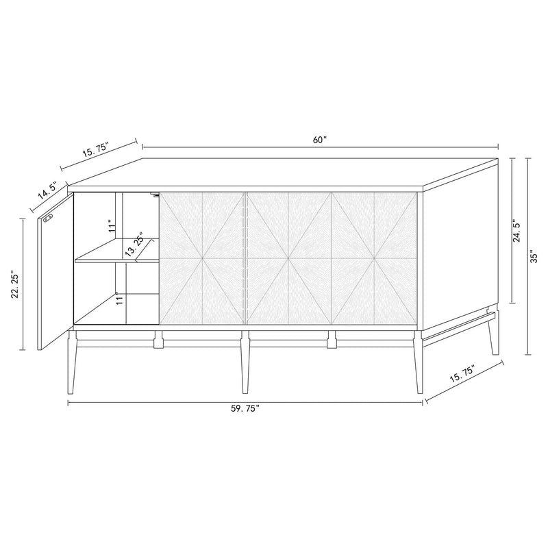 Capri - 4 Door Accent Cabinet - Brown / Gold by HouseOfZazla