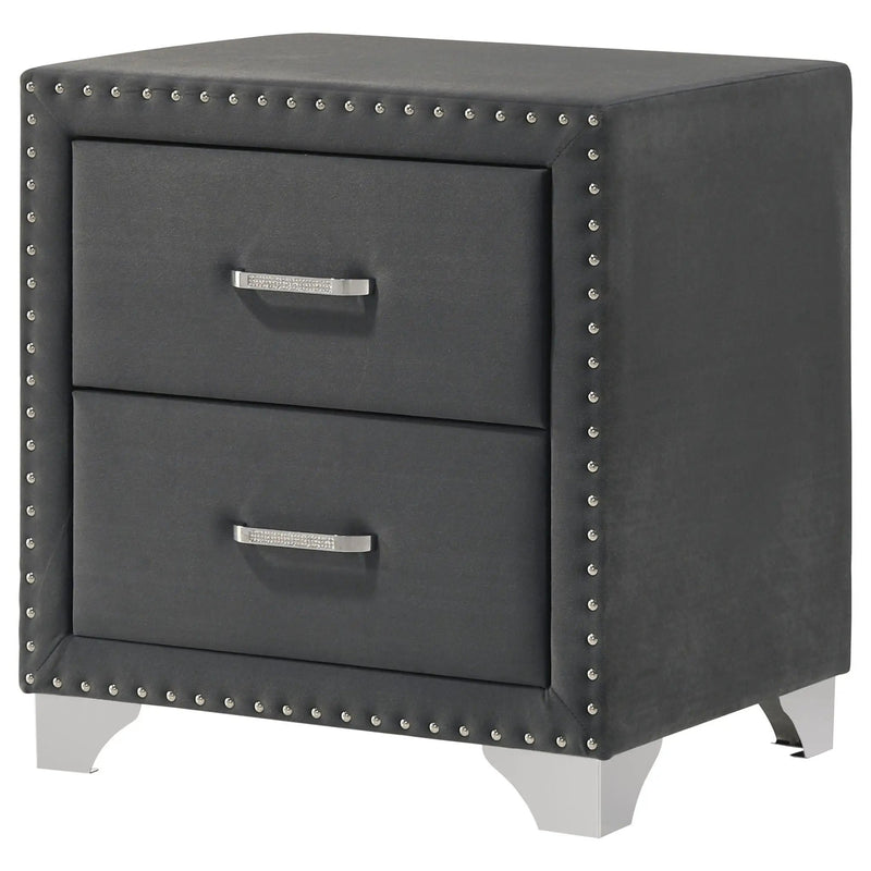 Melody Upholstered 2-drawer Nightstand Grey by Unique Piece Furniture