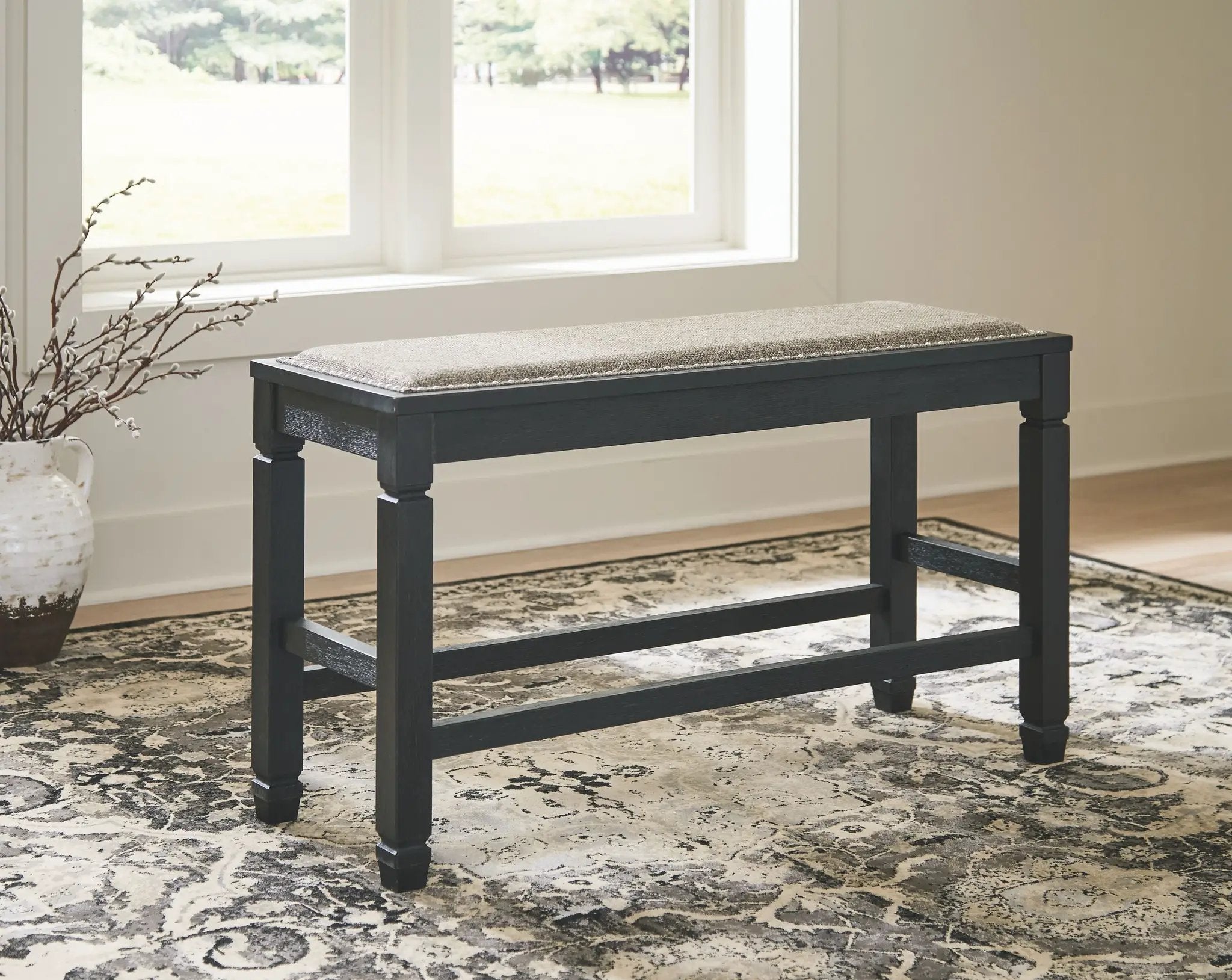 Tyler Creek - DBL Counter UPH Bench - Antique Black by Unique Piece Furniture