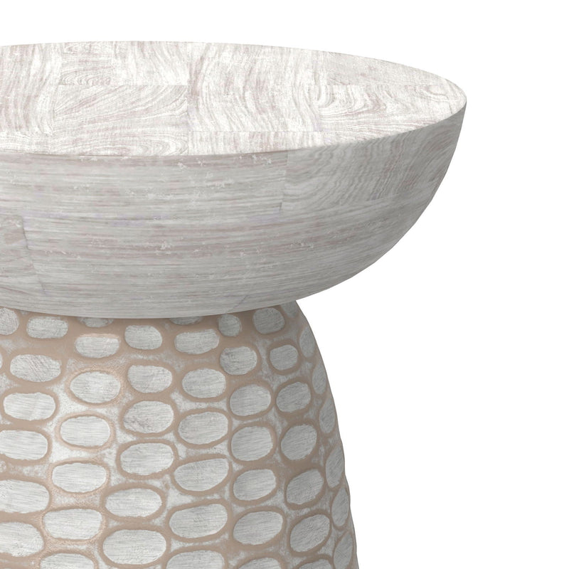 White Wash Accent Table with Sculptural Design - Boyd, photo 5 of 6