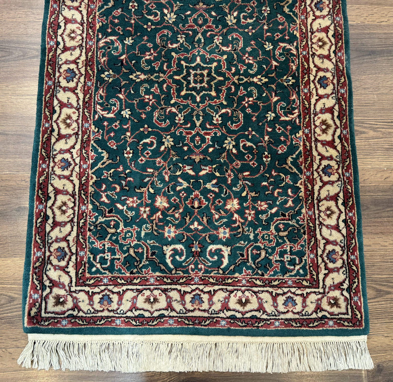 Dark Green Indo Persian Rug 2.5 x 4, Hand Knotted Wool Small Oriental Carpet by Jewel Rugs
