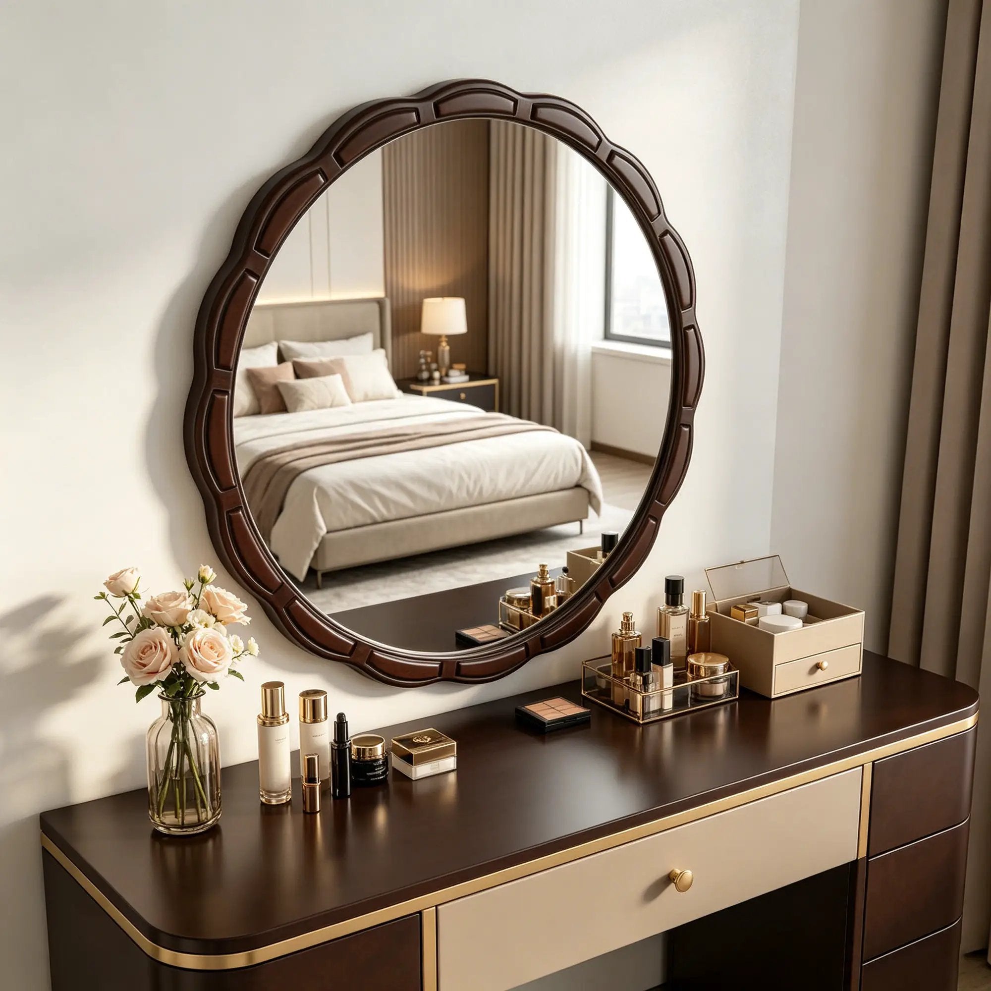 Round Wood Wall Mirror - 31.5" by HouseOfZazla
