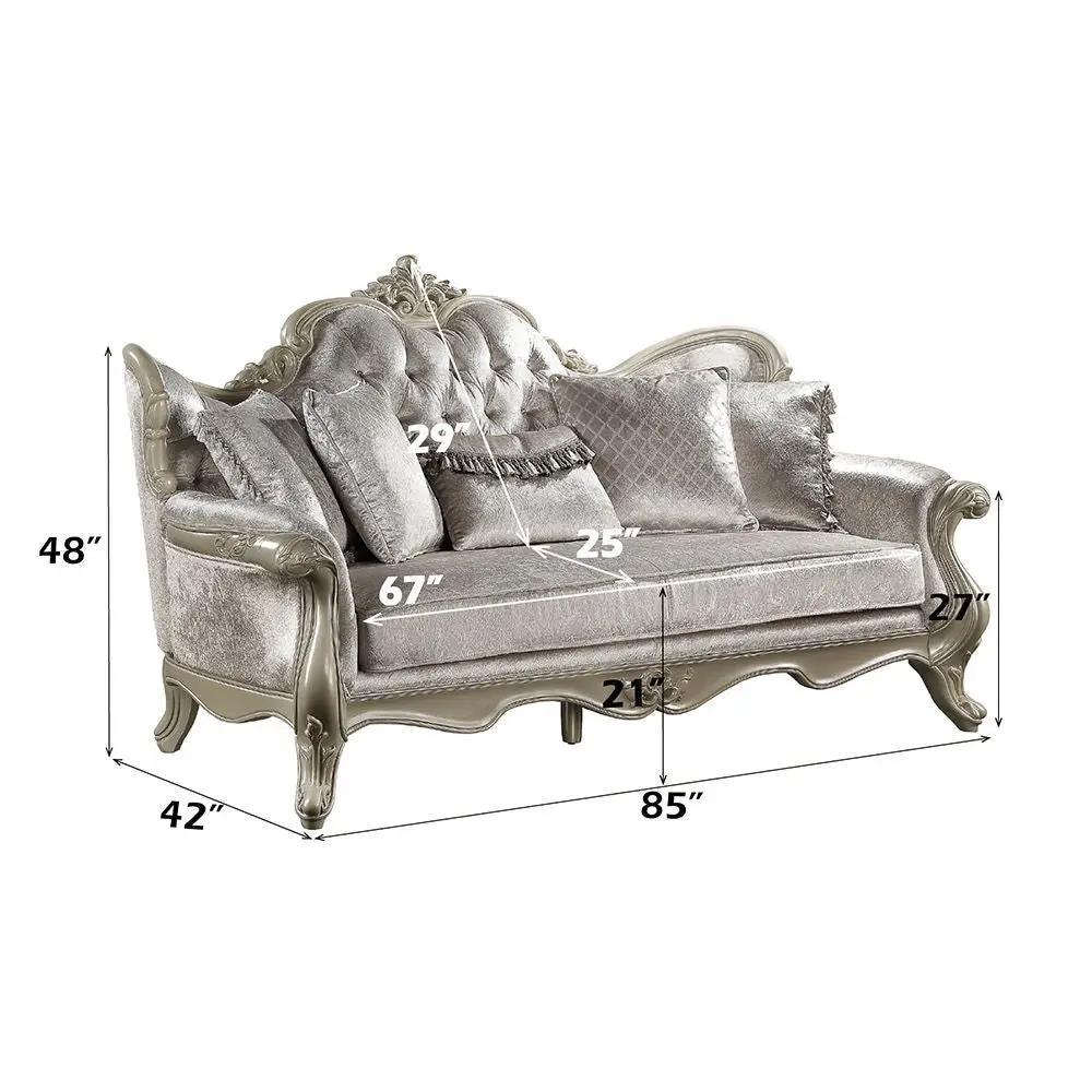 Libertee - Sofa With 5 Pillows - Beige Fabric & Champagne by Unique Piece Furniture