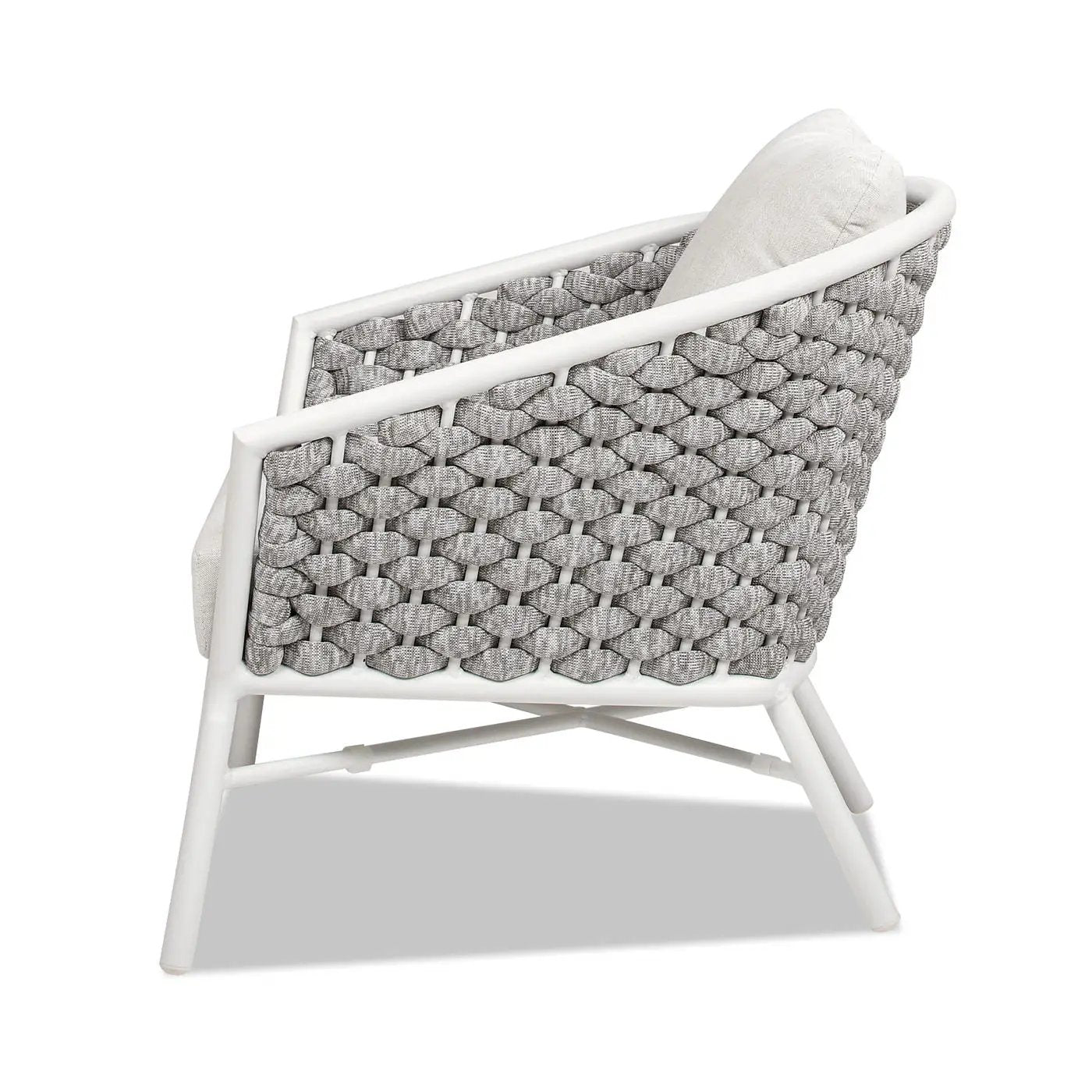 Rowan - Rope Barrel Back Patio Accent Arm Chair (Set of 2) - Optic White by HouseOfZazla