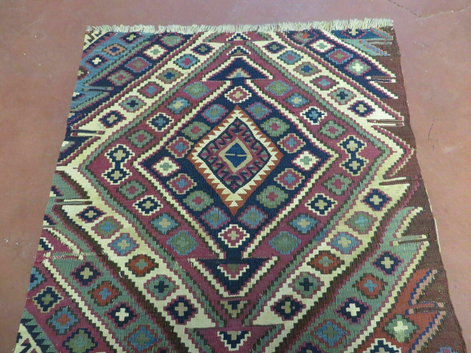 2' 1" X 4' 4" Antique Handmade Bagface Kilim Shirvan Caucasian Wool Rug Nice by Jewel Rugs