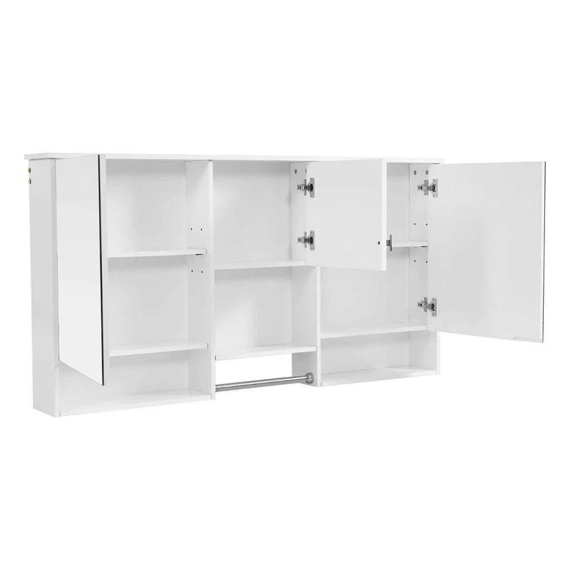 Wall-Mount 3-In-1 Mirror Cabinet With Adjustable Shelf, Soft-Closing Hinges, Rectangular Design - White by HouseOfZazla