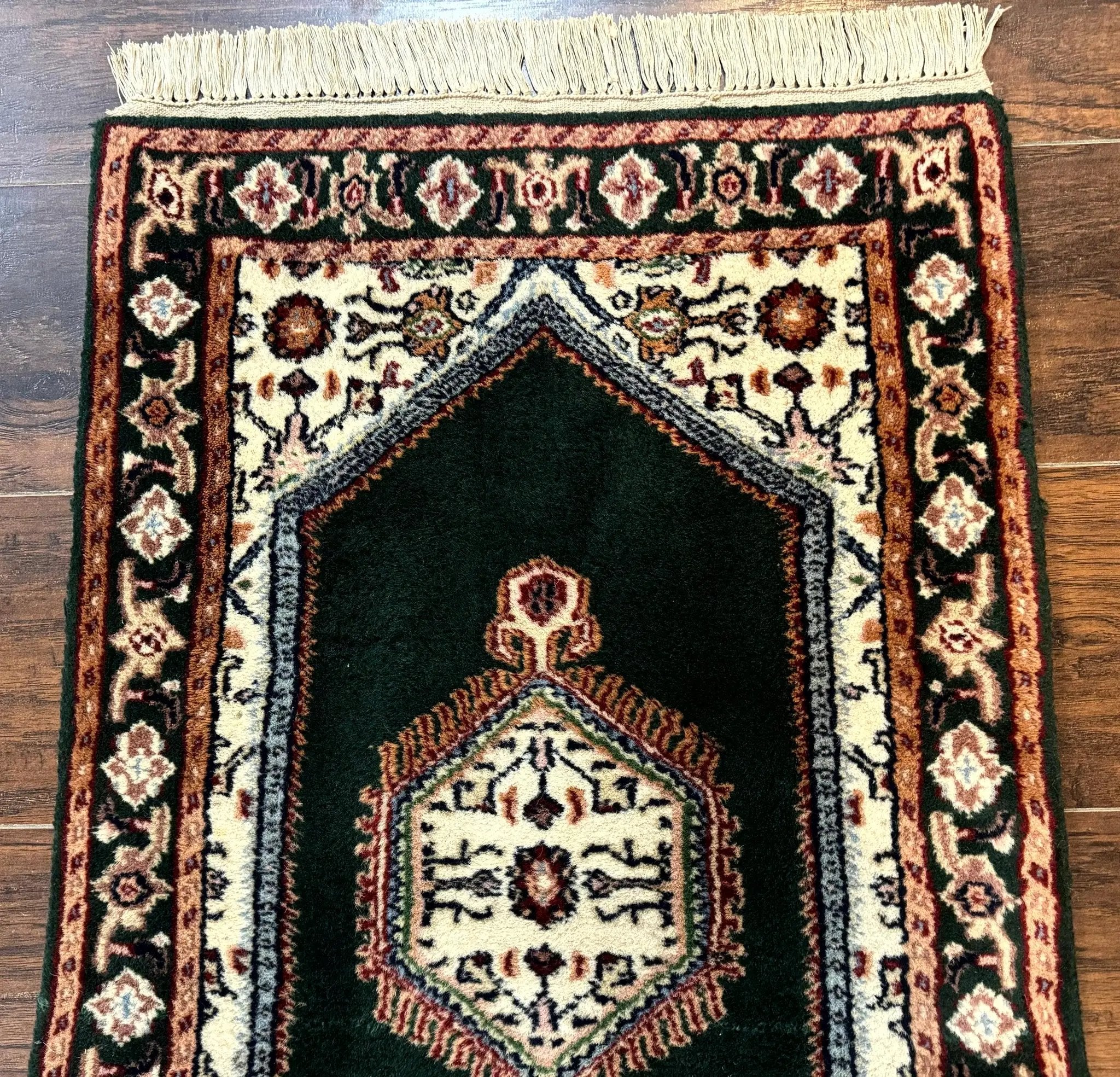 Small Indo Persian Dark Green Rug 2x3, Geometric Semi Open Field by Jewel Rugs