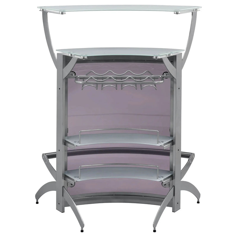 Dallas 2-shelf Curved Freestanding Home Bar Cabinet Silver by Unique Piece Furniture