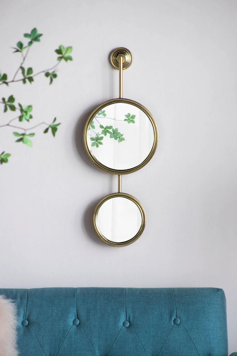 2 Circle Mirrors For Wall Decor, Unique Contemporary Wall Mirror For Living Room Bedroom Entryway - Gold by HouseOfZazla
