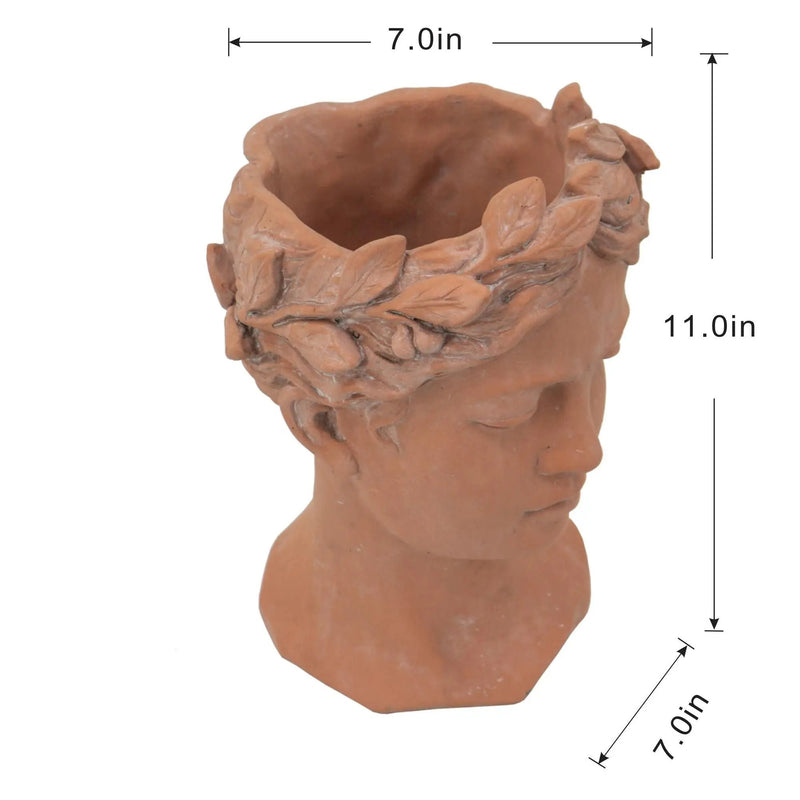 D7X11" Visage Head Bust Planter - Brown by HouseOfZazla