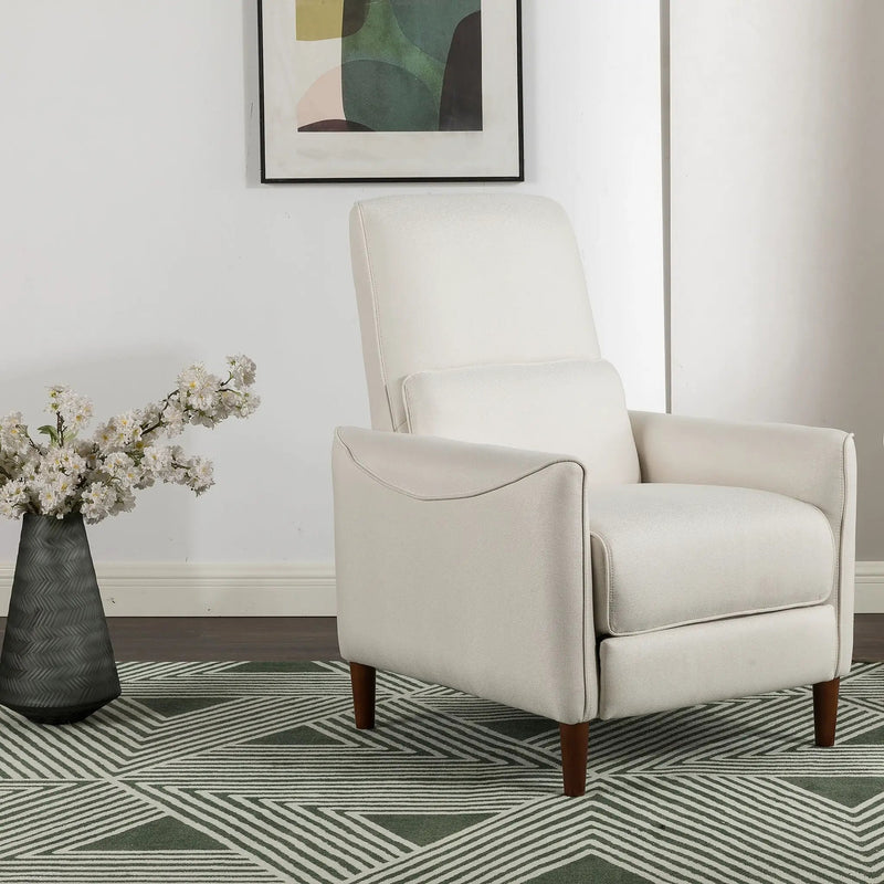 Upholstered Push Recliner Chair With Rubber Wood Legs For Living Room by HouseOfZazla
