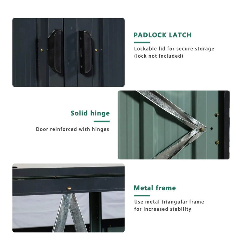 94-Inch Heavy-Duty Outdoor Galvanized Stainless Steel Garbage Bin Shed For 3 Trash Cans (SAK89882) by SAKSBY WHOLESALE