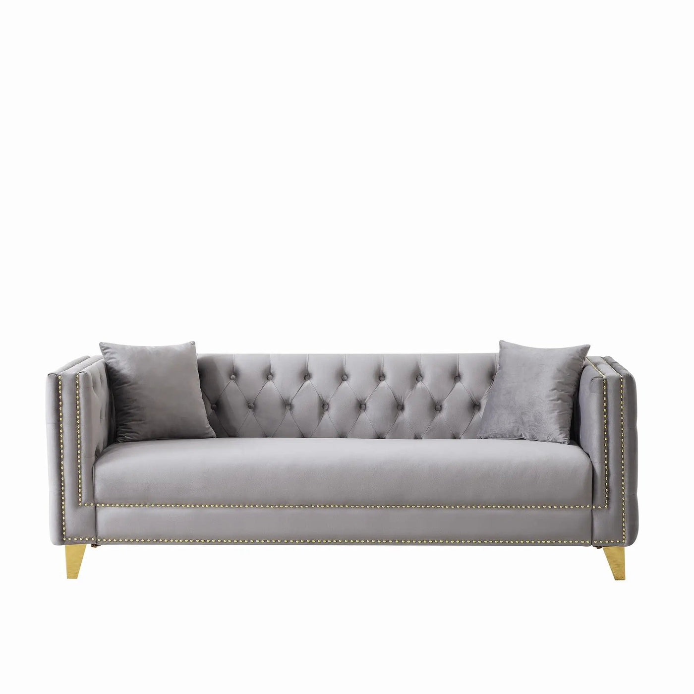 3 Seater Deep Seat Sofa, Sofa With Button Nailhead, Square Arm by HouseOfZazla