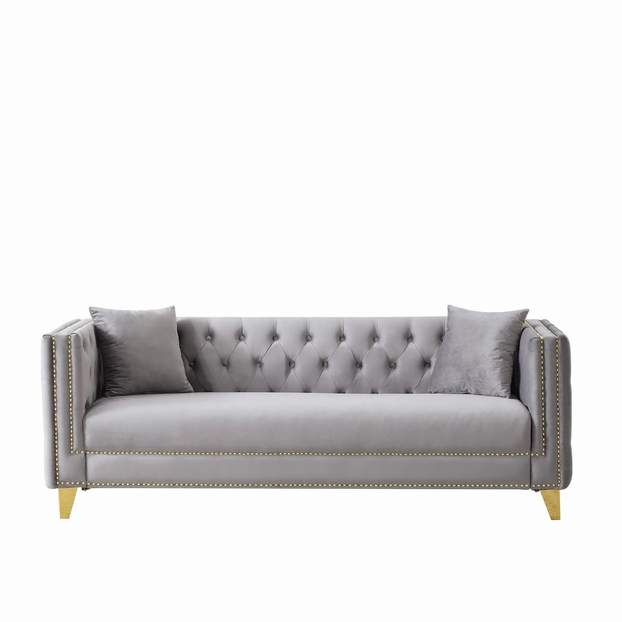 Deep Seat Sofa With Button Nailhead, Square Arm Couches by Unique Piece Furniture