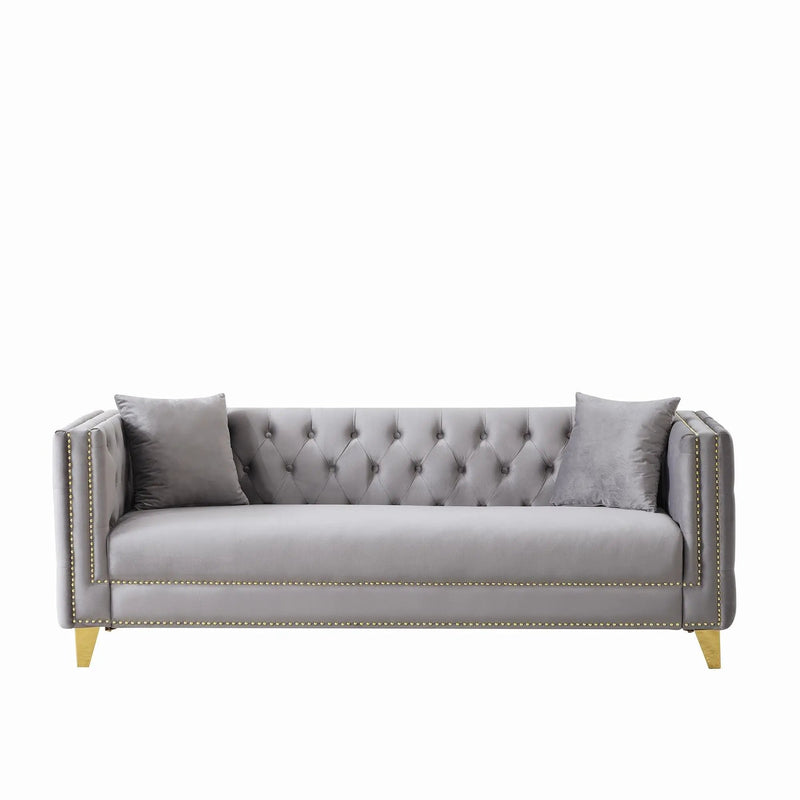 Deep Seat Sofa With Button Nailhead, Square Arm Couches by Unique Piece Furniture