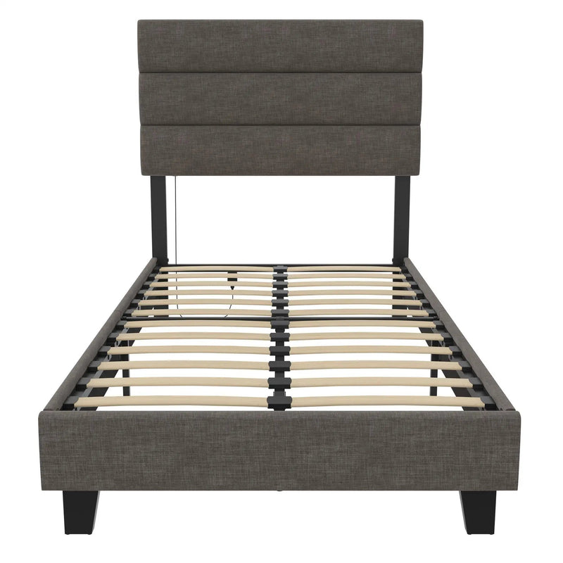 Paloma - Twin Bed With Dual USB Port - Linen by Unique Piece Furniture