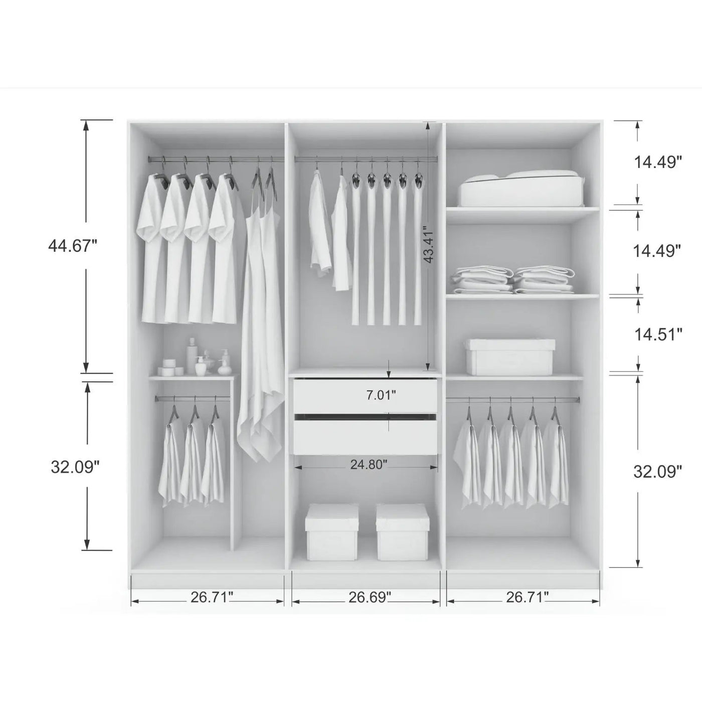 Gramercy - Free Standing Wardrobe Closet With Drawers And Shelves by HouseOfZazla